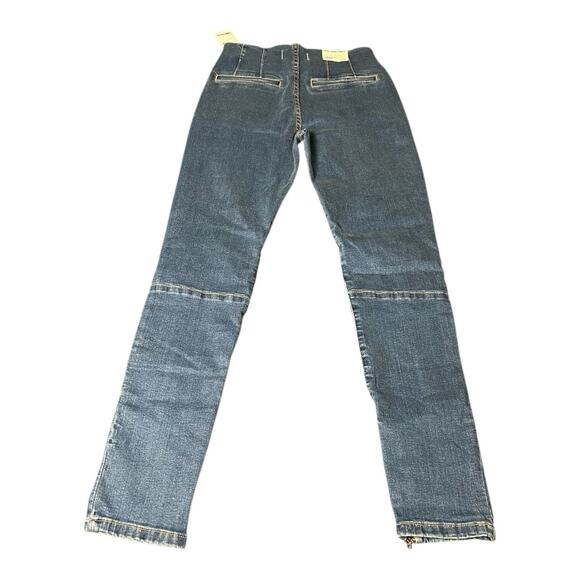NWT Free People We The Free Bella Moto Mid Rise Skinny Jeans 25‎ Blue Ankle Zip - Picture 2 of 8
